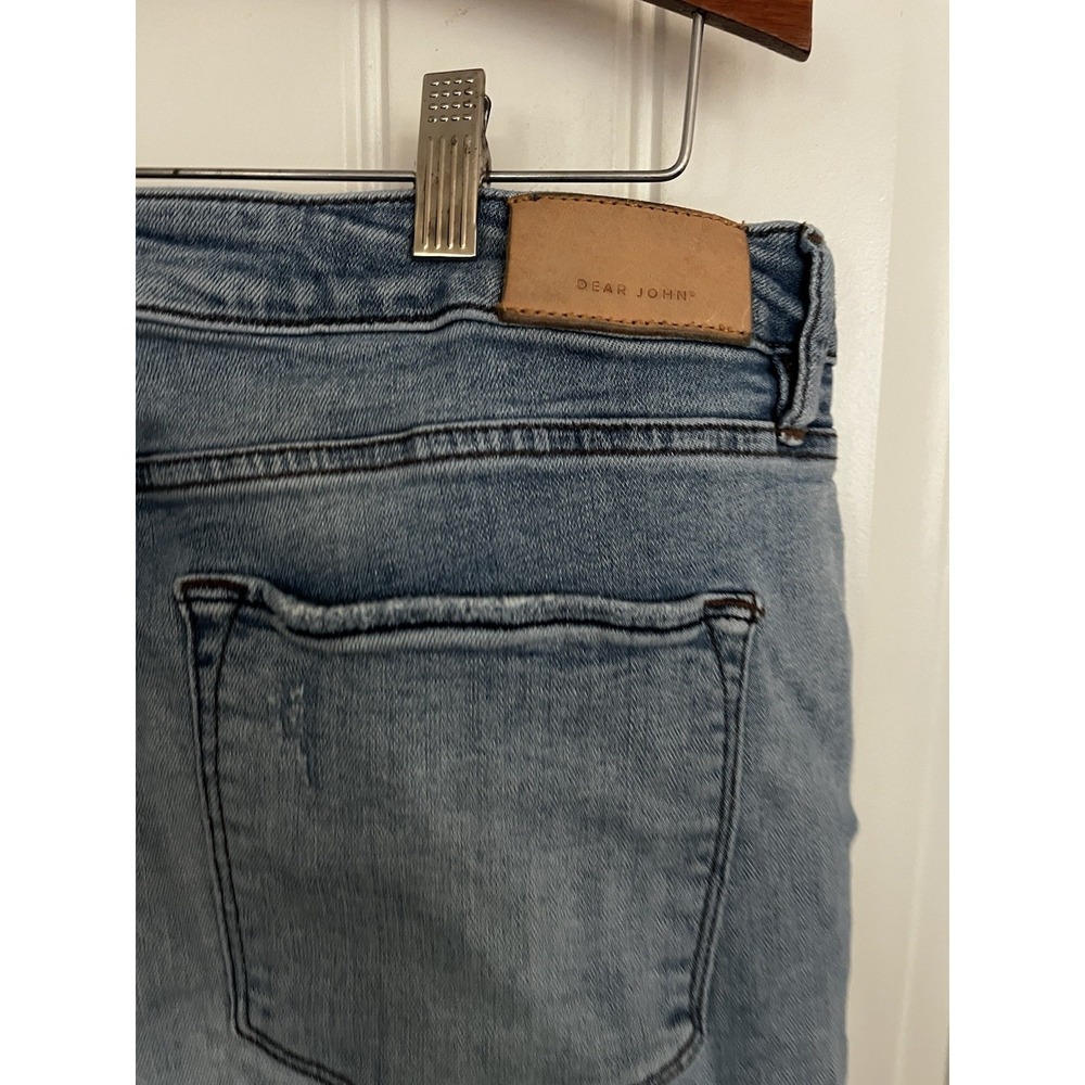 Dear John Blaire Straight Leg Jeans Size 32 Distressed 34x26 Blue Denim Crop 647 - Picture 5 of 7
